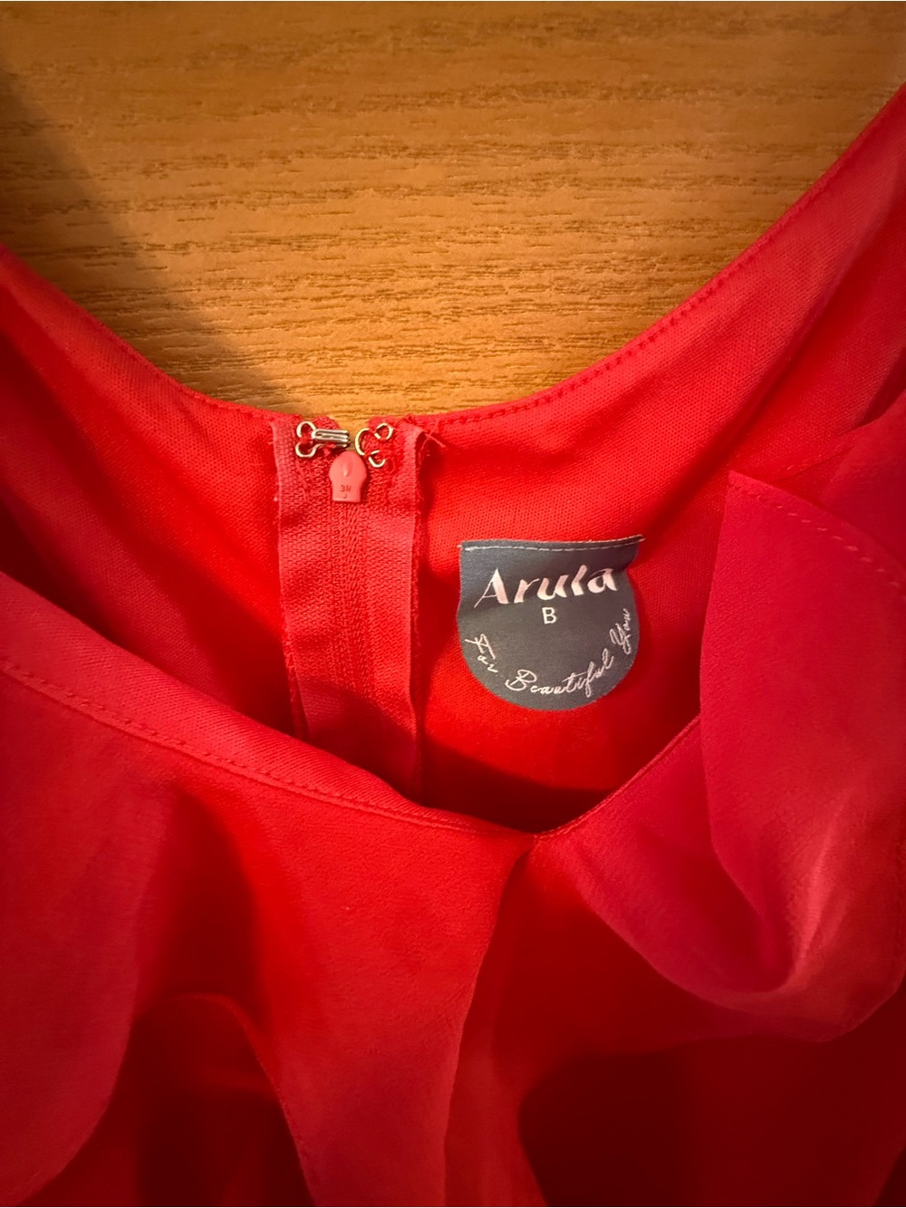 Aria Red Ruffle Slip Dress - Picture 3 of 3